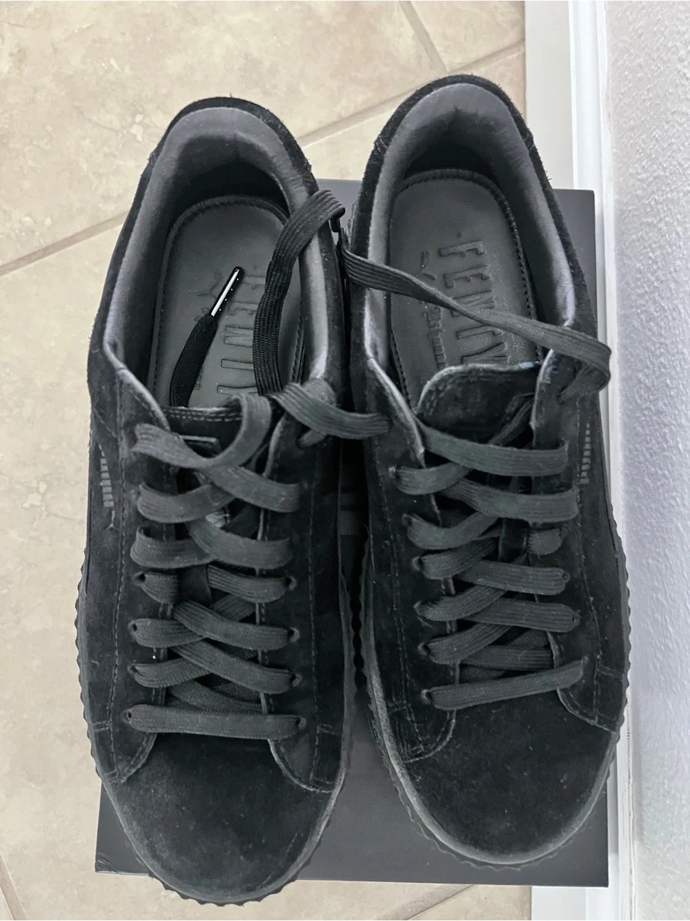 Puma Black Platform Cleated Suede Sneakers